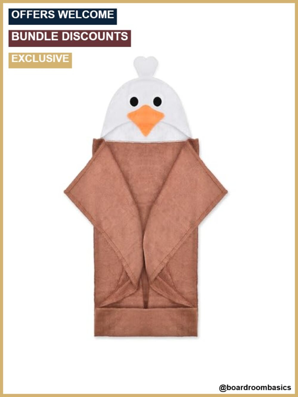 Natemia Bamboo Cotton Hooded Baby Towel Animal Design 40x30